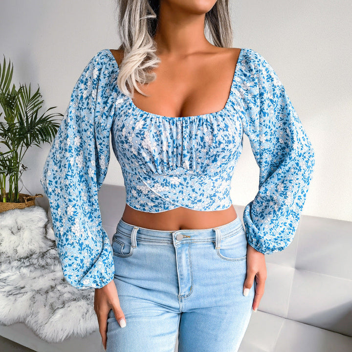 ELDINA – Floral Milkmaid Puff Sleeve Top