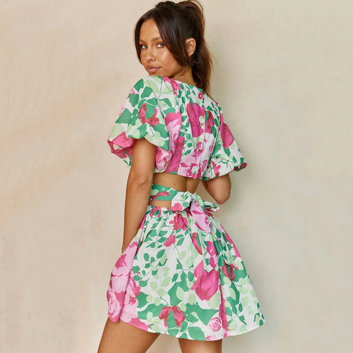 DEY - Floral V-Neck Wrap Dress
