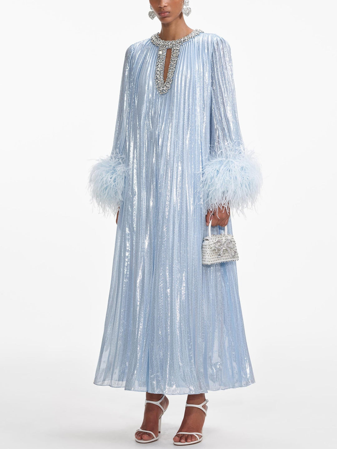OPRAH – Sparkling Feather Cuff Evening Gown