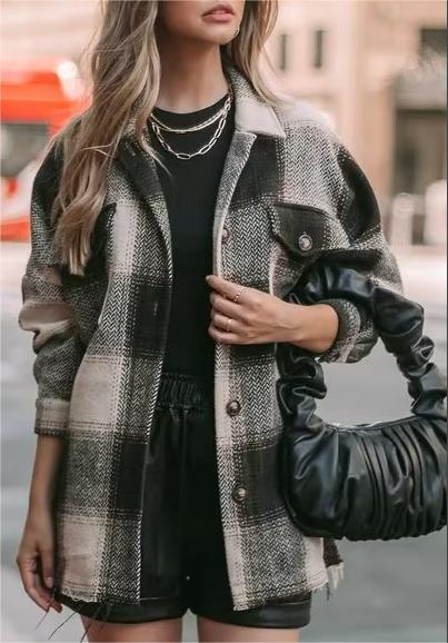 RAYA – Oversized Plaid Shirt Jacket