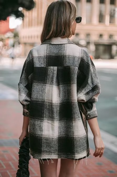 RAYA – Oversized Plaid Shirt Jacket