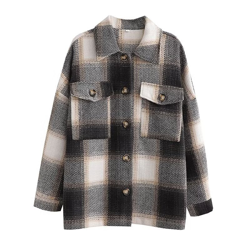 RAYA – Oversized Plaid Shirt Jacket
