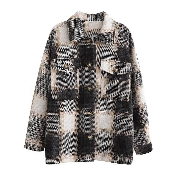 RAYA – Oversized Plaid Shirt Jacket