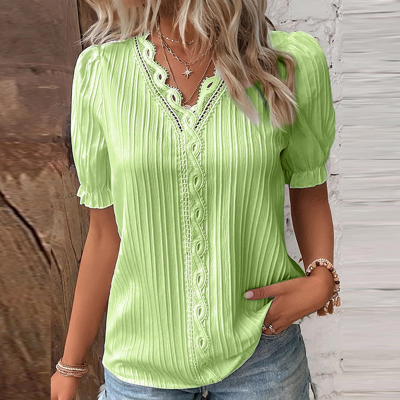 EMRYN - Puff-Sleeve Cotton Blend Blouse