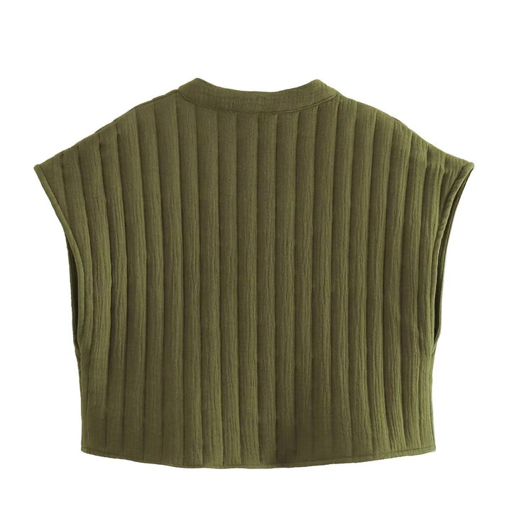 FLORA – Sleeveless Vest with Floral Embroidery and Button Front