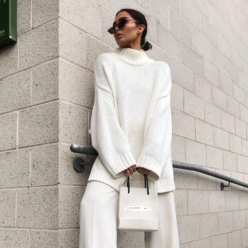 MARISOL - Women's Oversized Turtleneck Knit Sweater