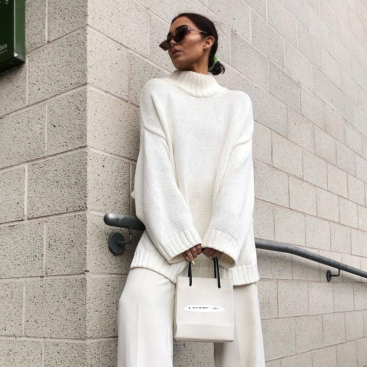 MARISOL - Women's Oversized Turtleneck Knit Sweater