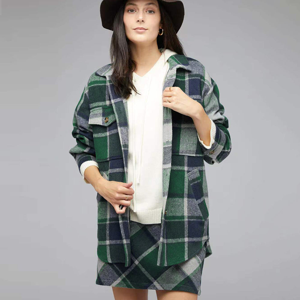 AYLA – Oversized Pink Plaid Shirt Jacket