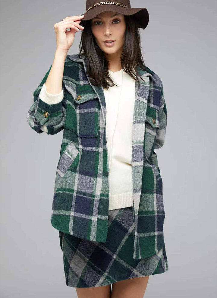 AYLA – Oversized Pink Plaid Shirt Jacket
