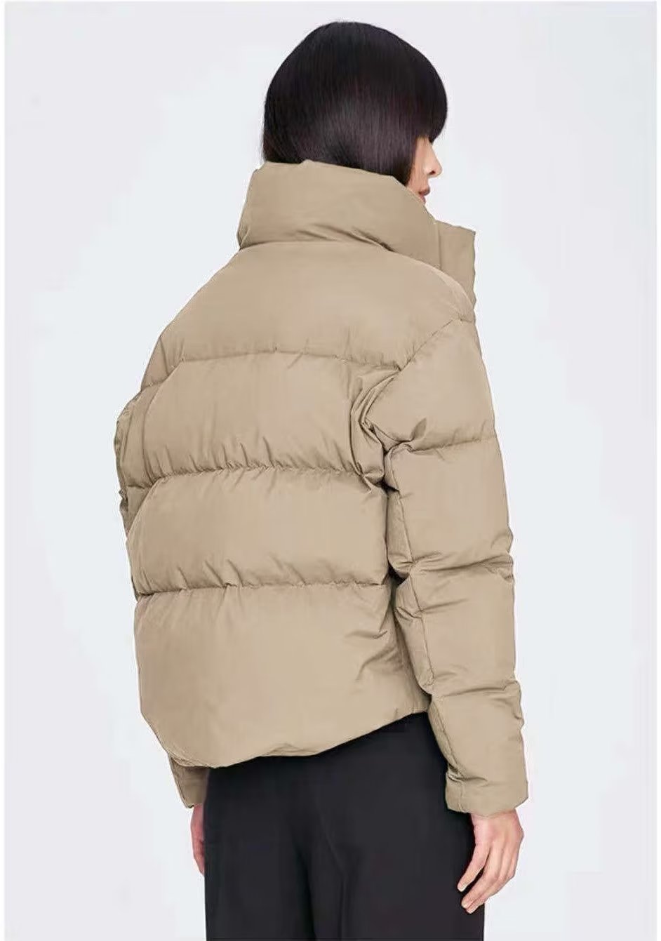 KINSLY - Cropped Neutral Puffer Jacket