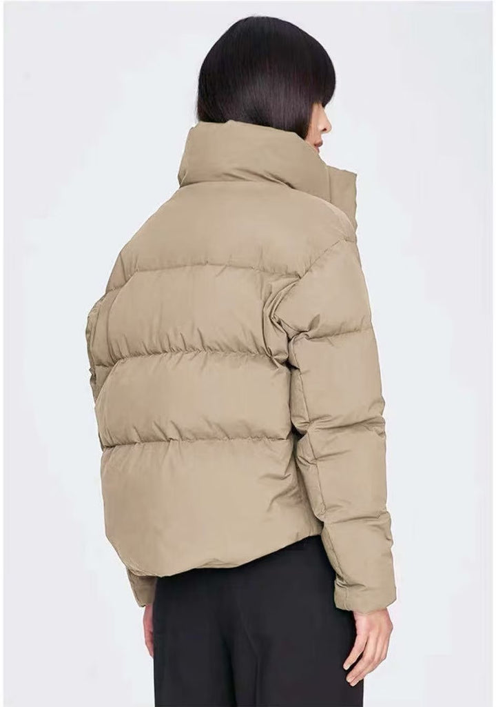 KINSLY - Cropped Neutral Puffer Jacket