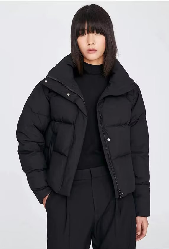 KINSLY - Cropped Neutral Puffer Jacket