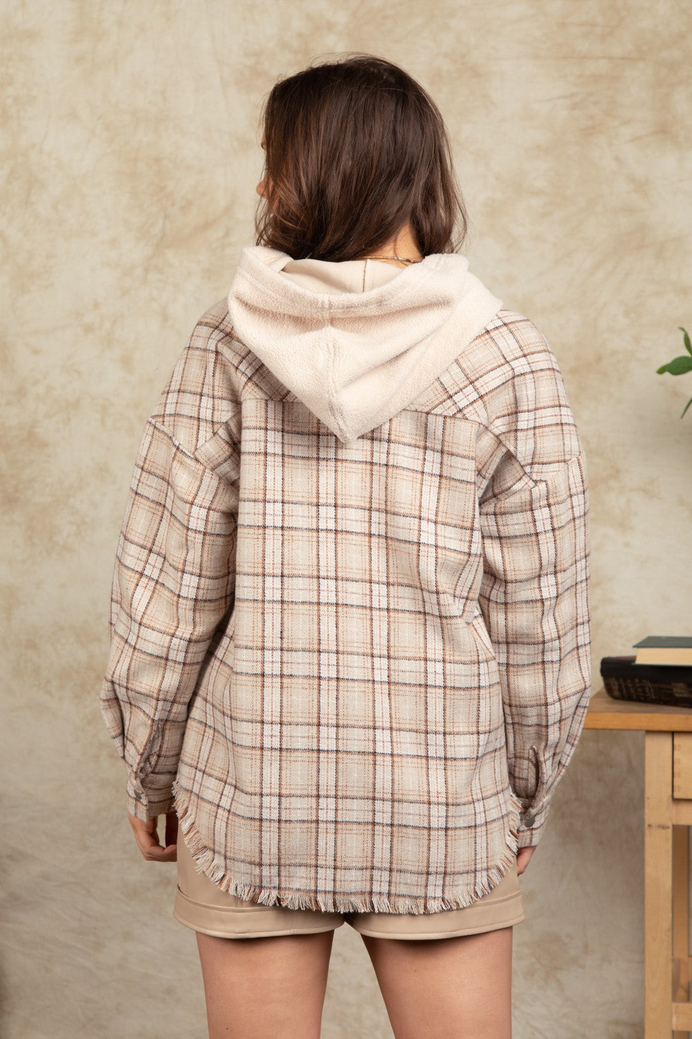 JAZEL - Plaid Hooded Overshirt