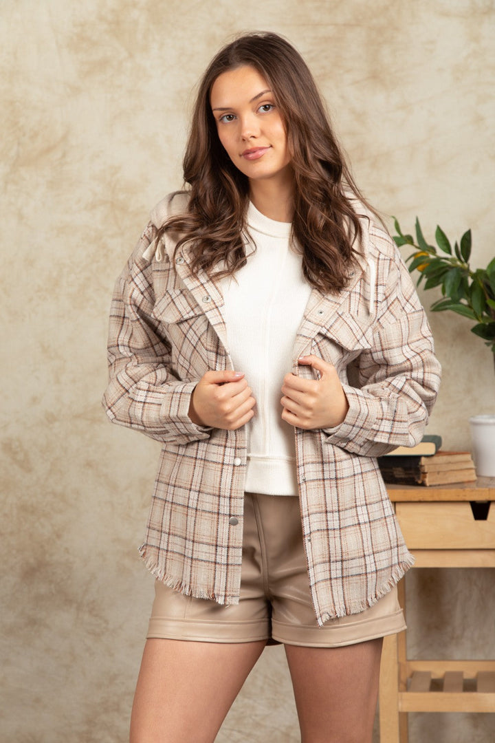 JAZEL - Plaid Hooded Overshirt