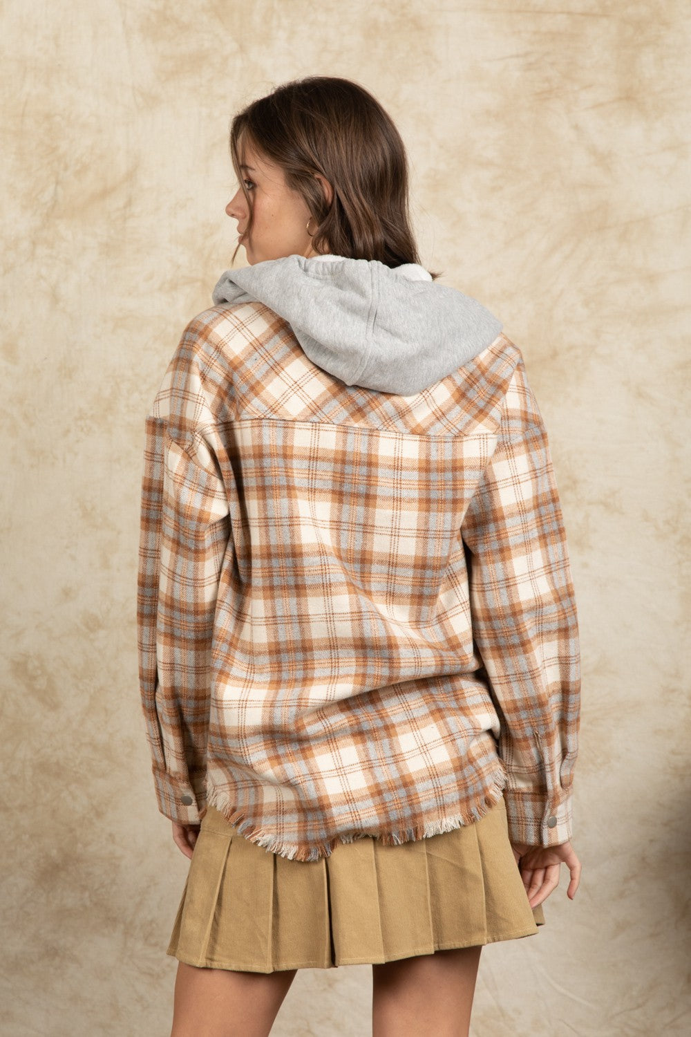JAZEL - Plaid Hooded Overshirt