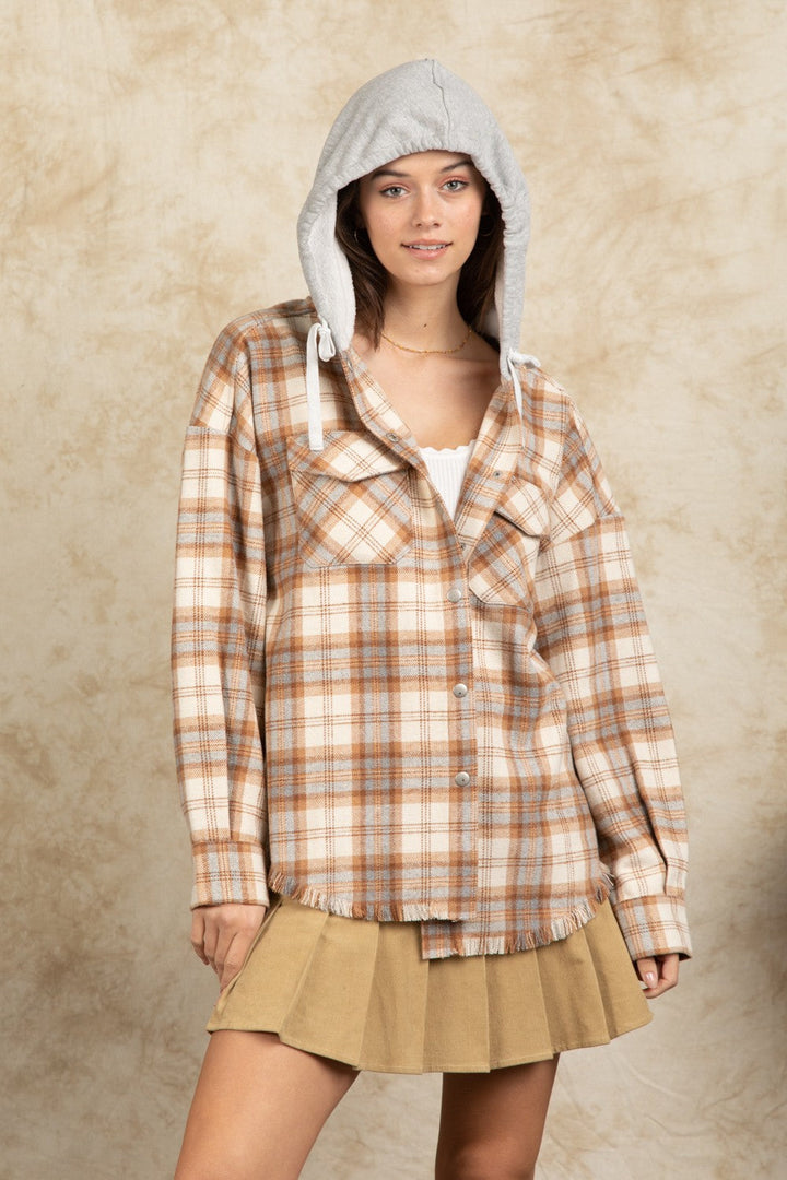 JAZEL - Plaid Hooded Overshirt