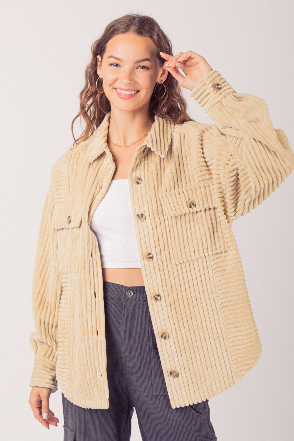 JUNE – Women's Corduroy Button-Up Jacket