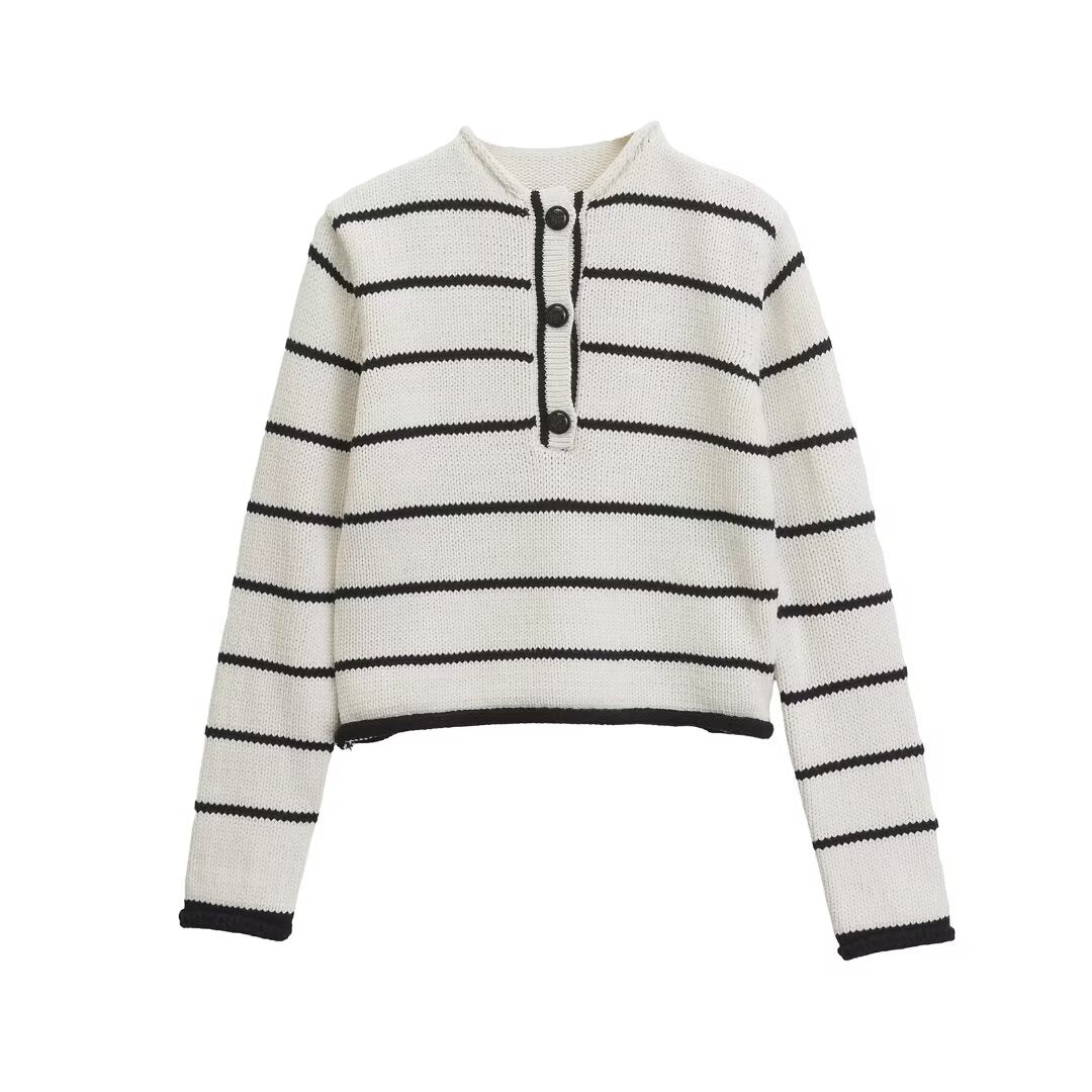 SCIL - Striped Knit Polo Sweater