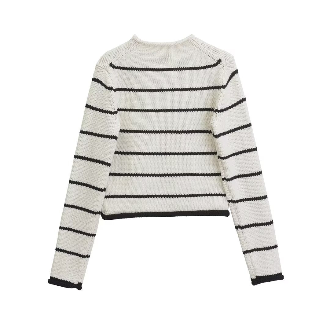 SCIL - Striped Knit Polo Sweater
