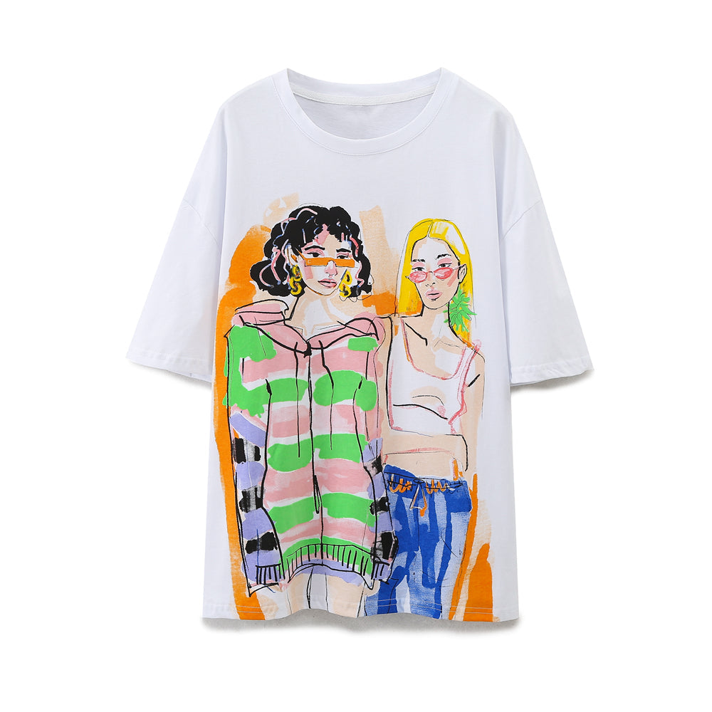 TWO - Women's Artistic Sketch Print T-Shirt