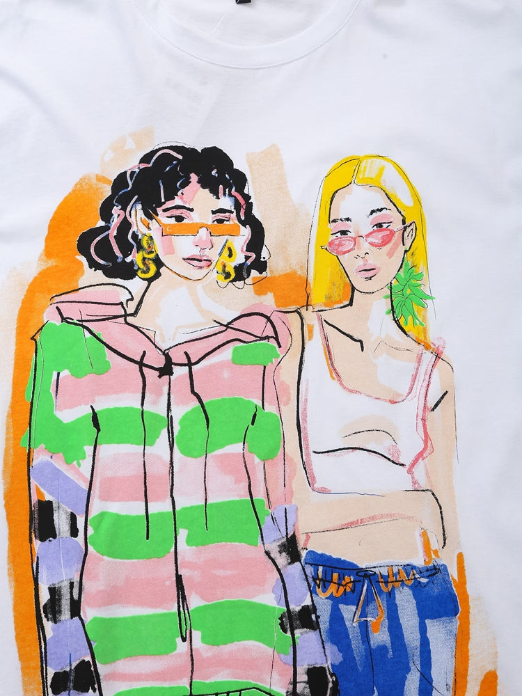 TWO - Women's Artistic Sketch Print T-Shirt