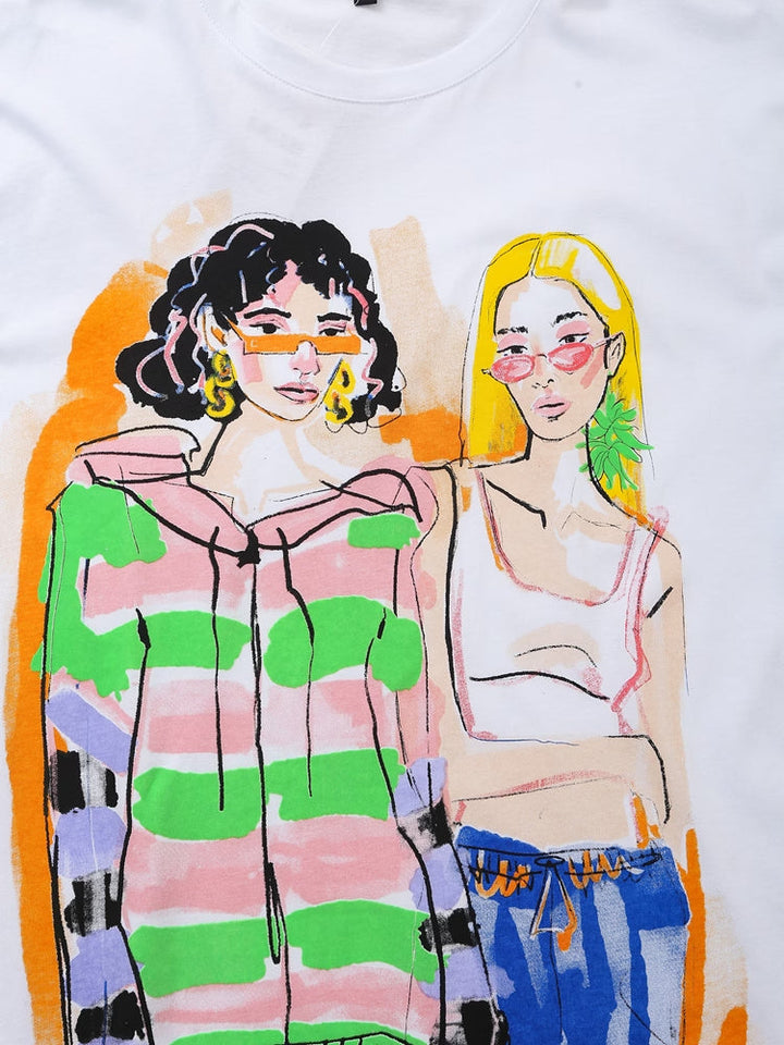 TWO - Women's Artistic Sketch Print T-Shirt