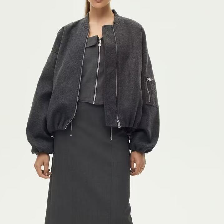 LINAZ - Vegan Wool Blend Bomber Jacket