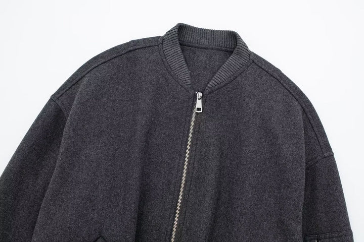LINAZ - Vegan Wool Blend Bomber Jacket