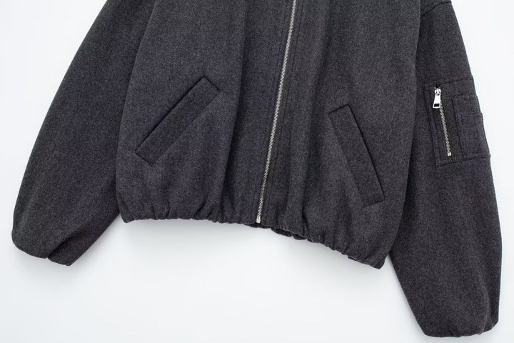 LINAZ - Vegan Wool Blend Bomber Jacket
