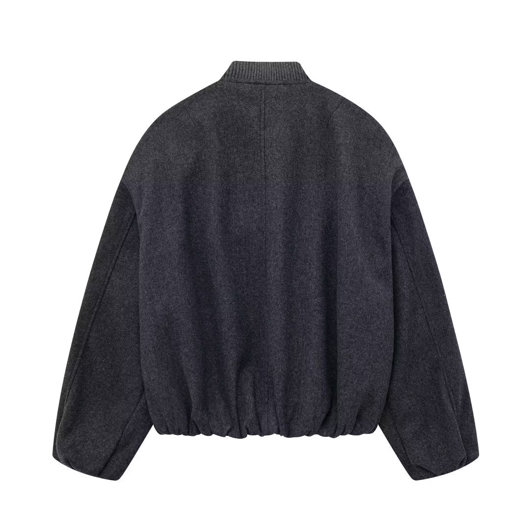 LINAZ - Vegan Wool Blend Bomber Jacket