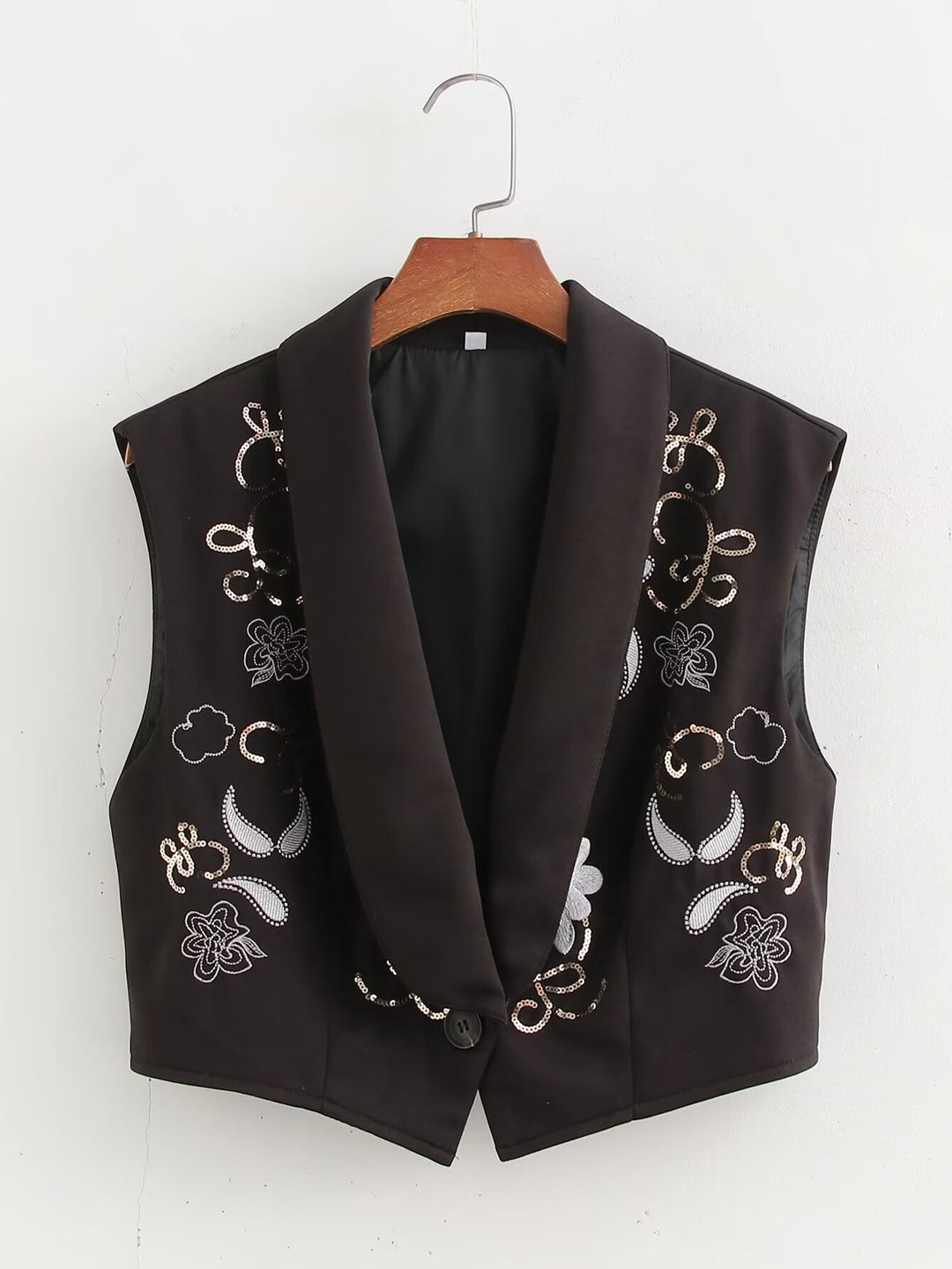 YEALO - Women’s Sequin Embroidered V-Neck Vest