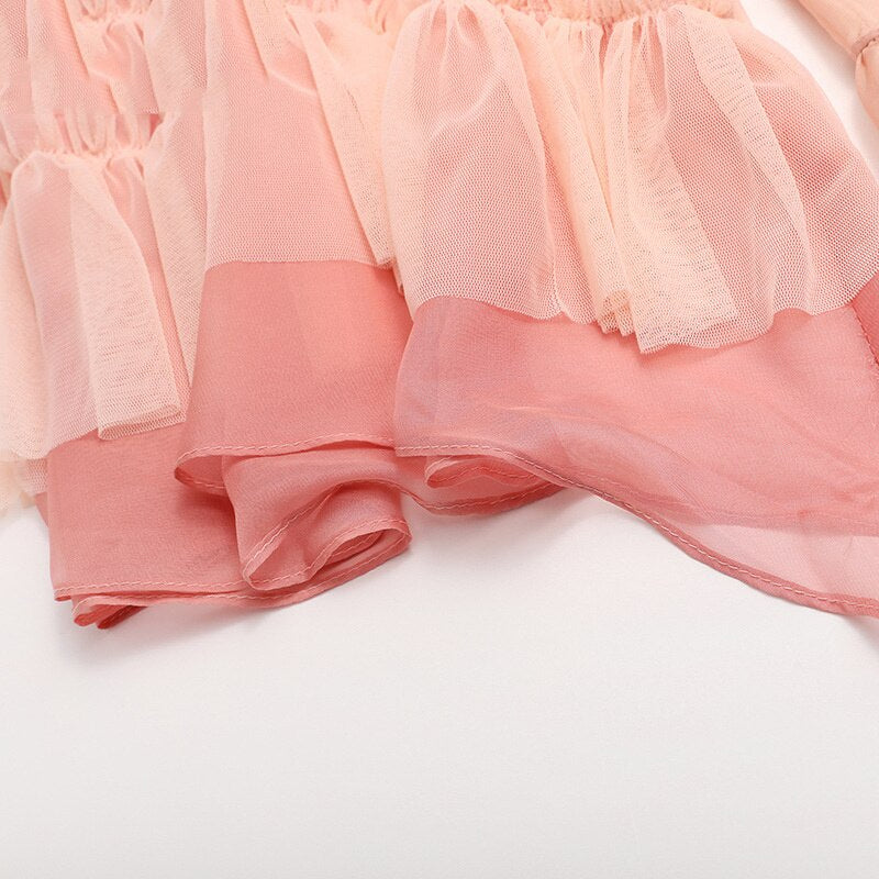 SAYLA – Bohemian Pink Mesh Midi Dress