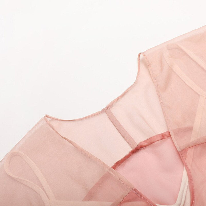 SAYLA – Bohemian Pink Mesh Midi Dress