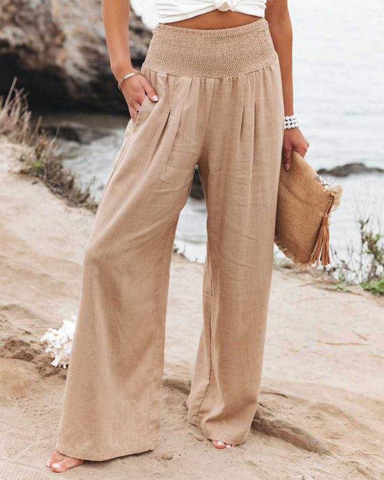 YASMIN – Wide Leg Linen Blend Pants