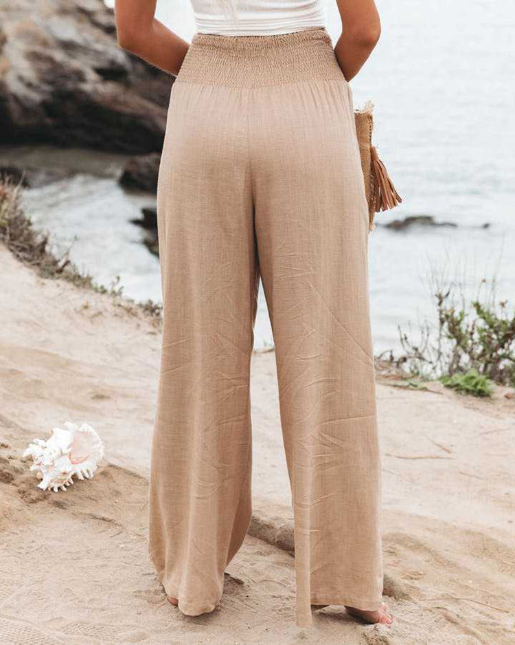 YASMIN – Wide Leg Linen Blend Pants