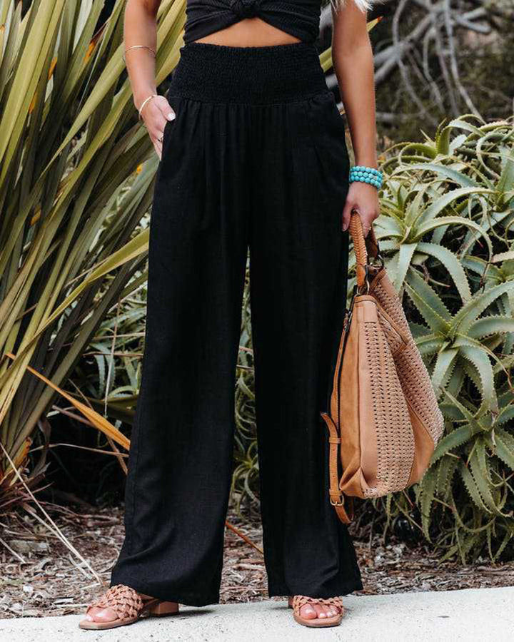 YASMIN – Wide Leg Linen Blend Pants