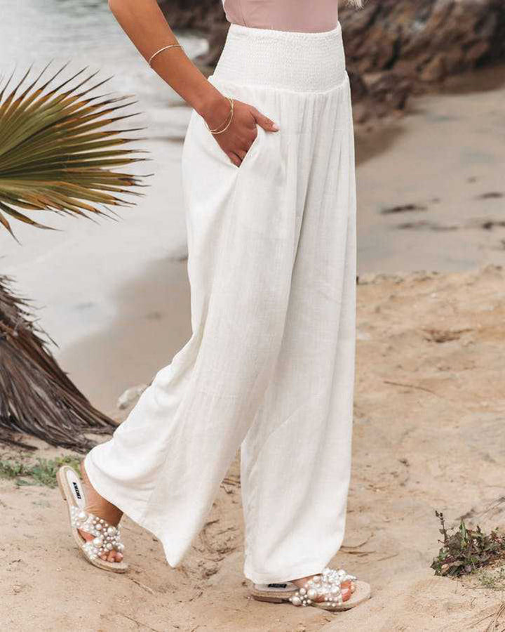 YASMIN – Wide Leg Linen Blend Pants