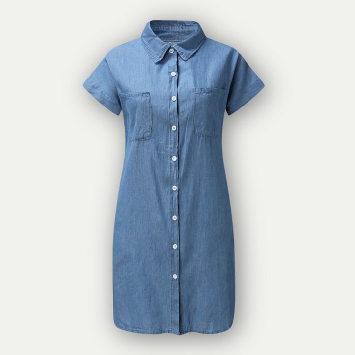 MURIEL – Button-Up Denim Shirt Dress