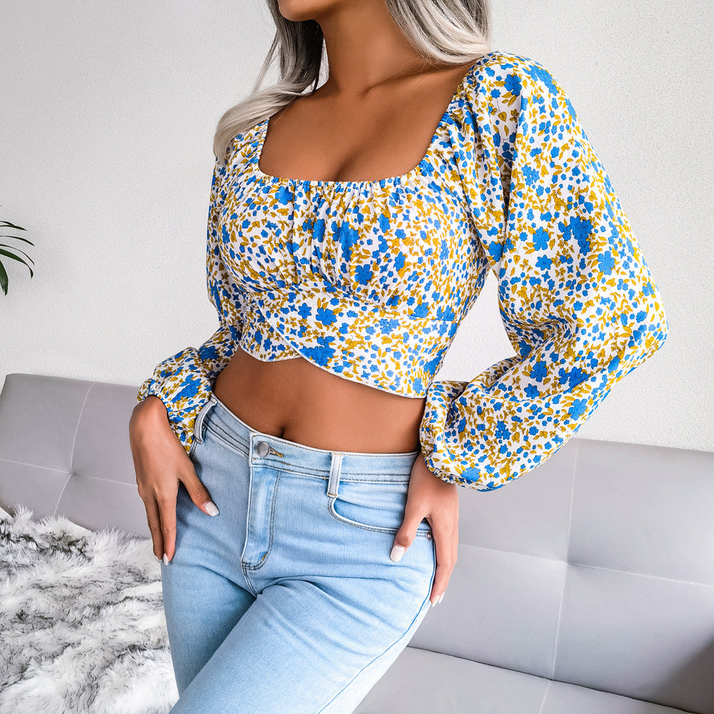 ELDINA – Floral Milkmaid Puff Sleeve Top