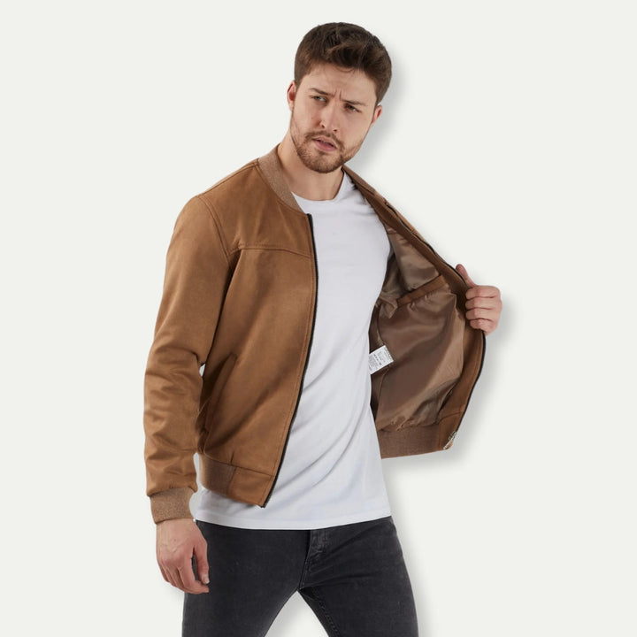 KOSTAN – Men's Suede Bomber Jacket