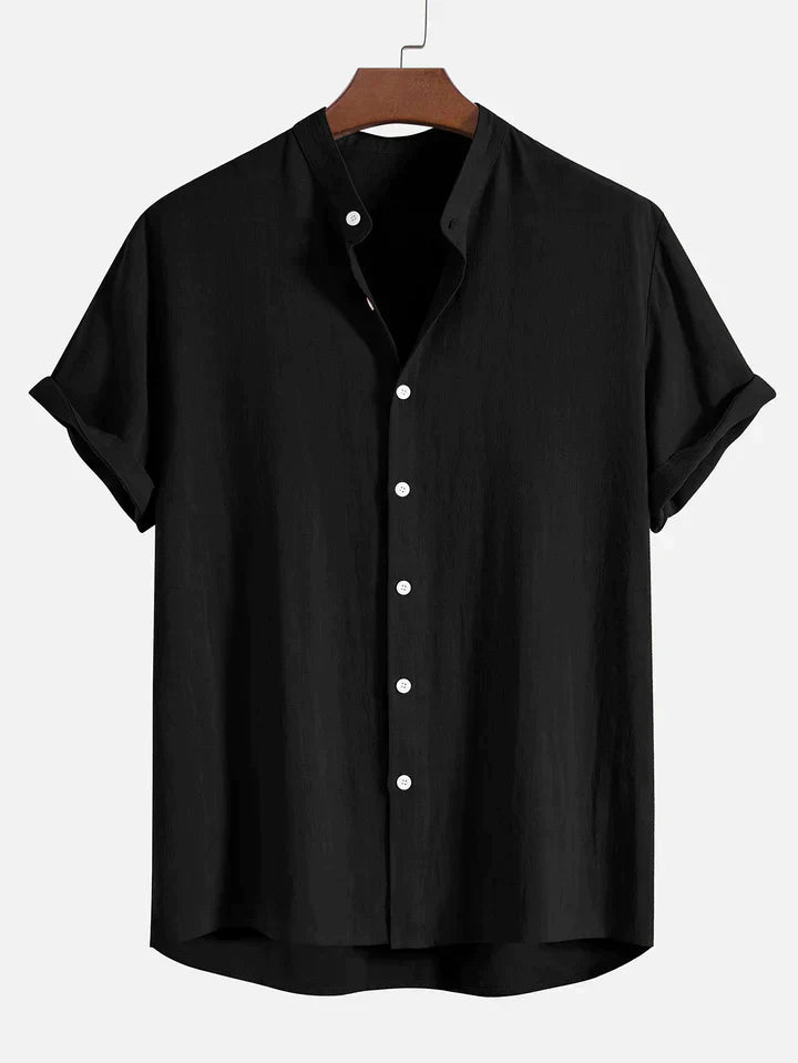 AYLEN – Linen Blend Stand Collar Shirt