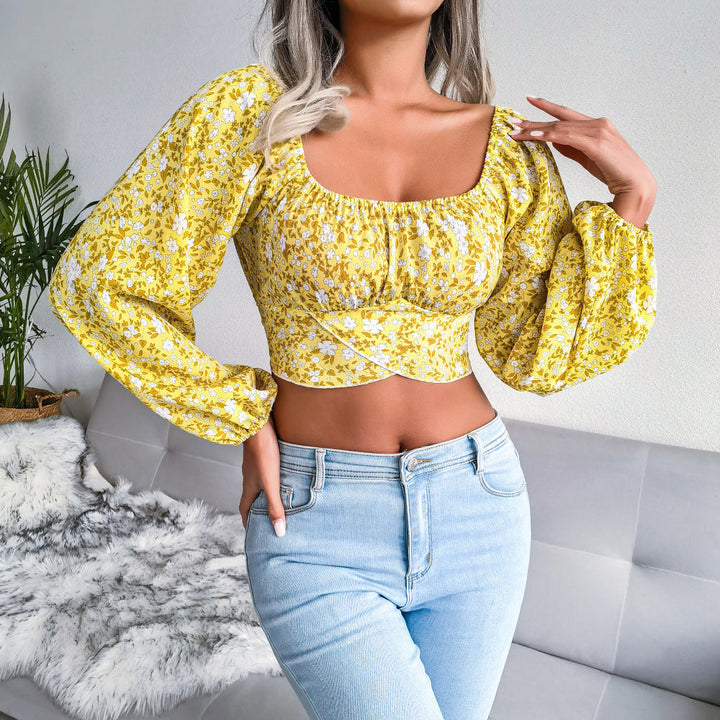 ELDINA – Floral Milkmaid Puff Sleeve Top