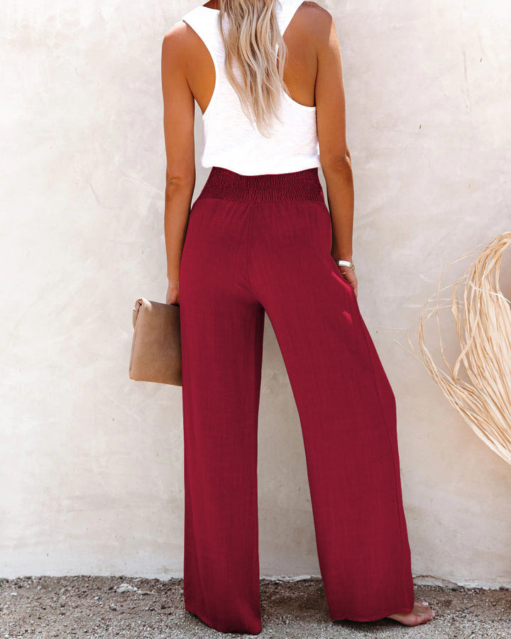 MAREN – High-Waisted Linen Blend Trousers
