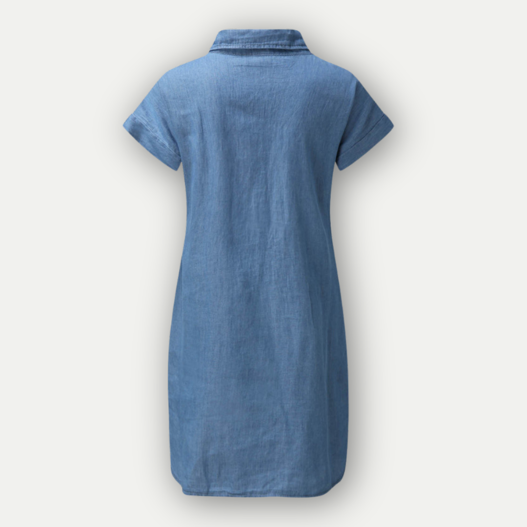 MURIEL – Button-Up Denim Shirt Dress