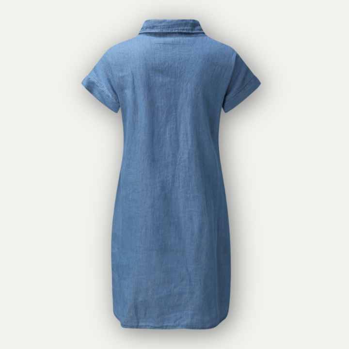 MURIEL – Button-Up Denim Shirt Dress