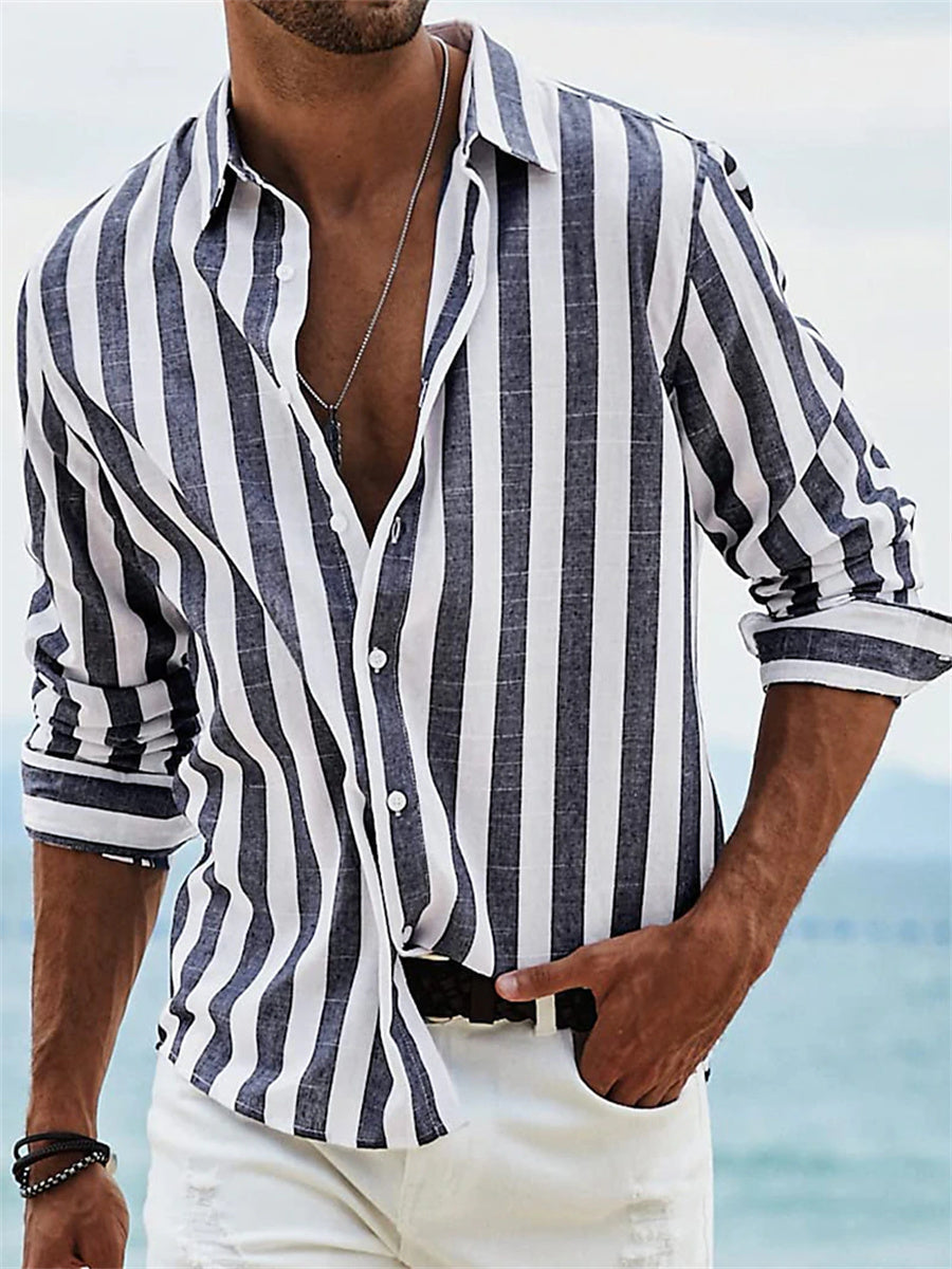 LUCAS – Men’s Lightweight Striped Cotton Shirt