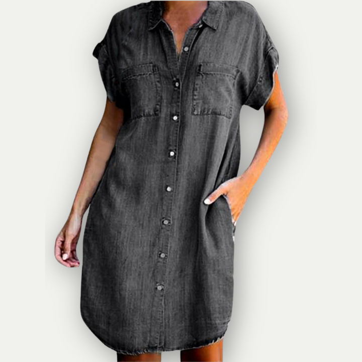 MURIEL – Button-Up Denim Shirt Dress