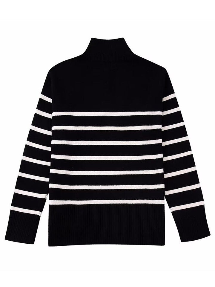 ALINA – Women’s Striped Zip-Up Sweater