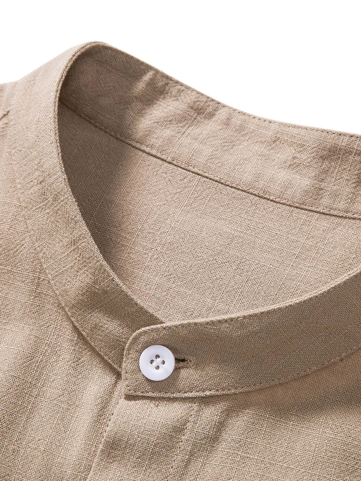 AYLEN – Linen Blend Stand Collar Shirt