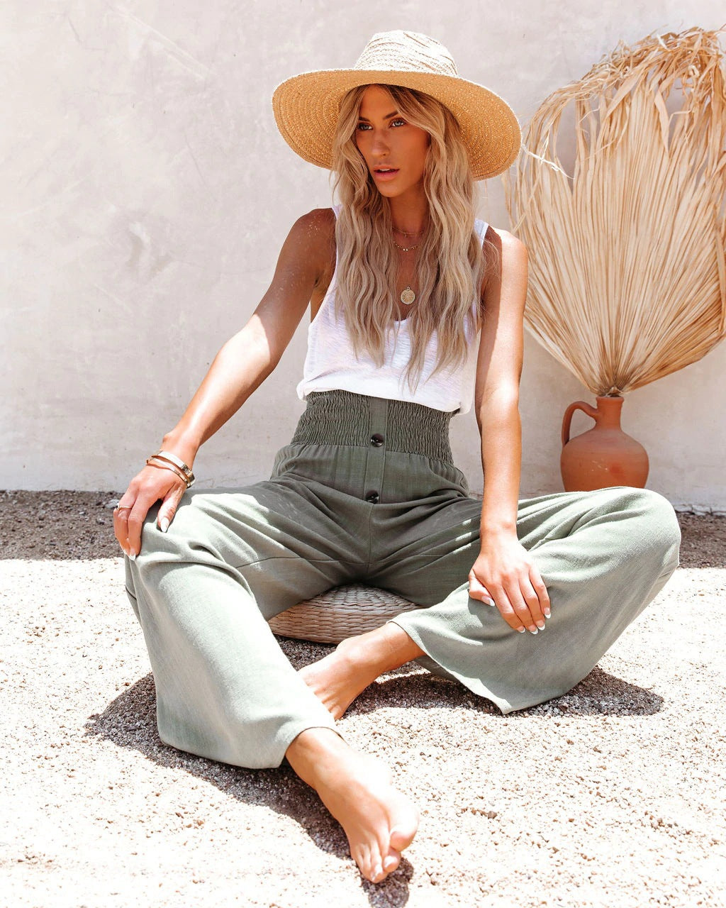 MAREN – High-Waisted Linen Blend Trousers